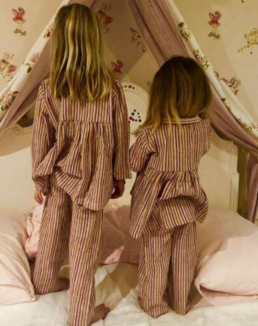 Alberta Dornan's sisters wearing matching jammies.